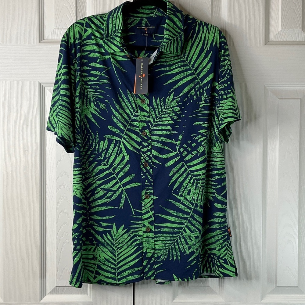Margaritaville Casual Button Down Palm Tree 
Collared Size M